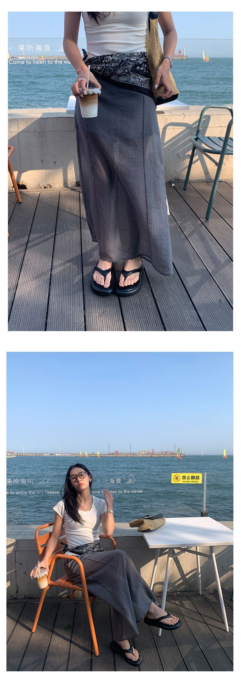 【H5293】實拍韓系夏氛圍感半透紗長裙250603