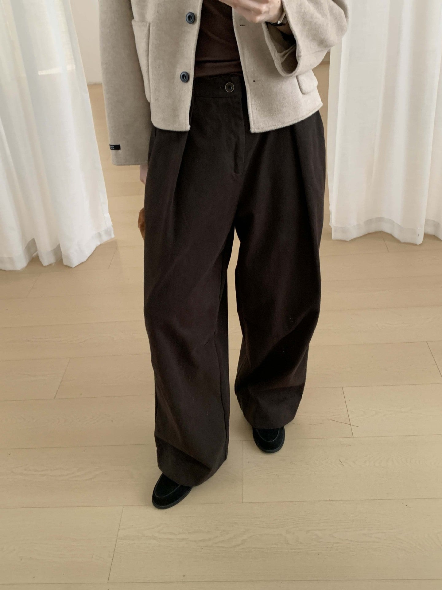 【H566】實拍秋冬高腰斜紋棉挺版西裝長褲(後鬆緊腰)251021