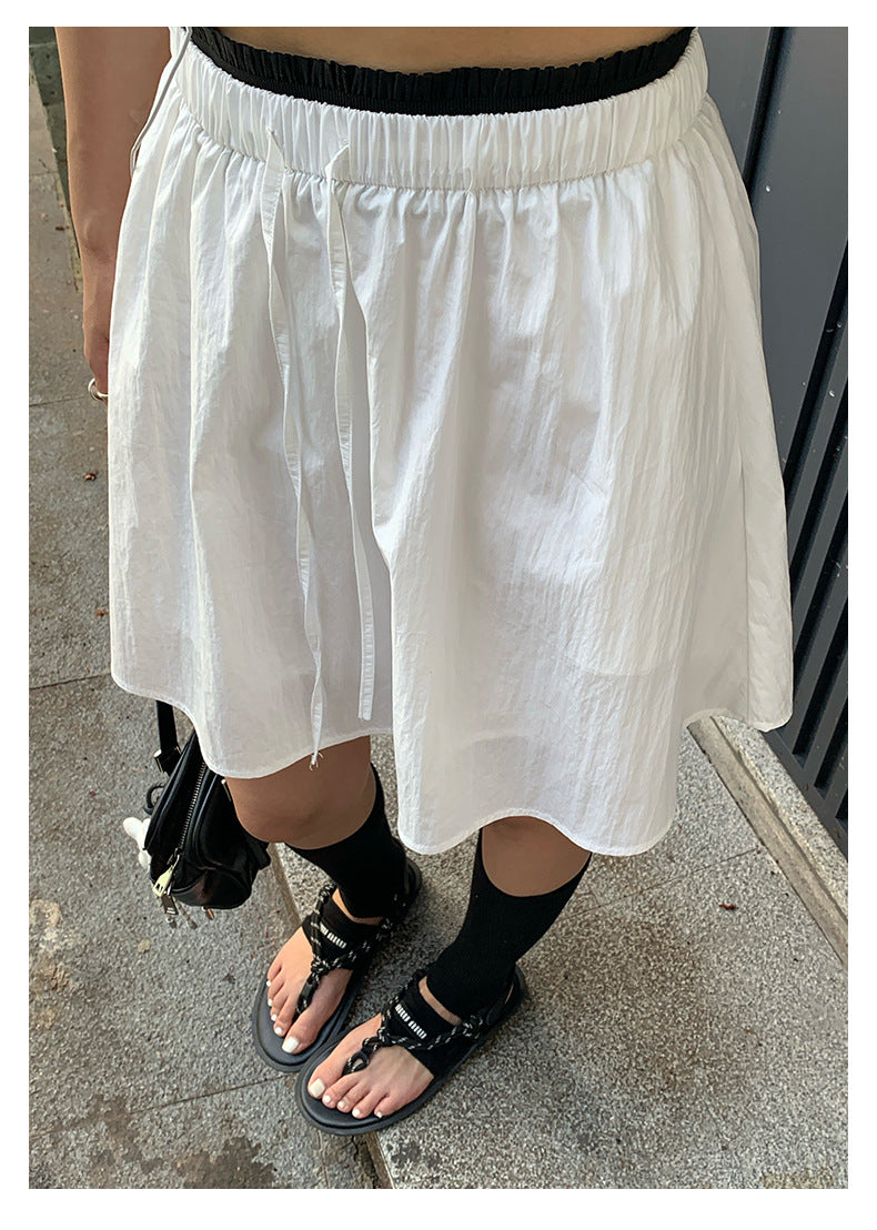 【H5374】實拍夏季清新簡約高腰裙(內含安全褲)250715