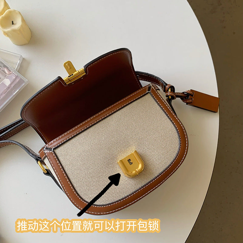 【C8579】實拍韓版絕美復古單肩斜背硬板馬鞍包221012