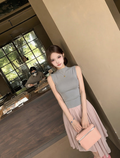 【L5765】Y.JIA溫柔仙女氣質🕊️針織背心+不規則雪紡裙 套裝260706