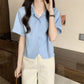 【F07109】實拍夏季韓版設計感小眾温柔氣質寬鬆短袖襯衫230703