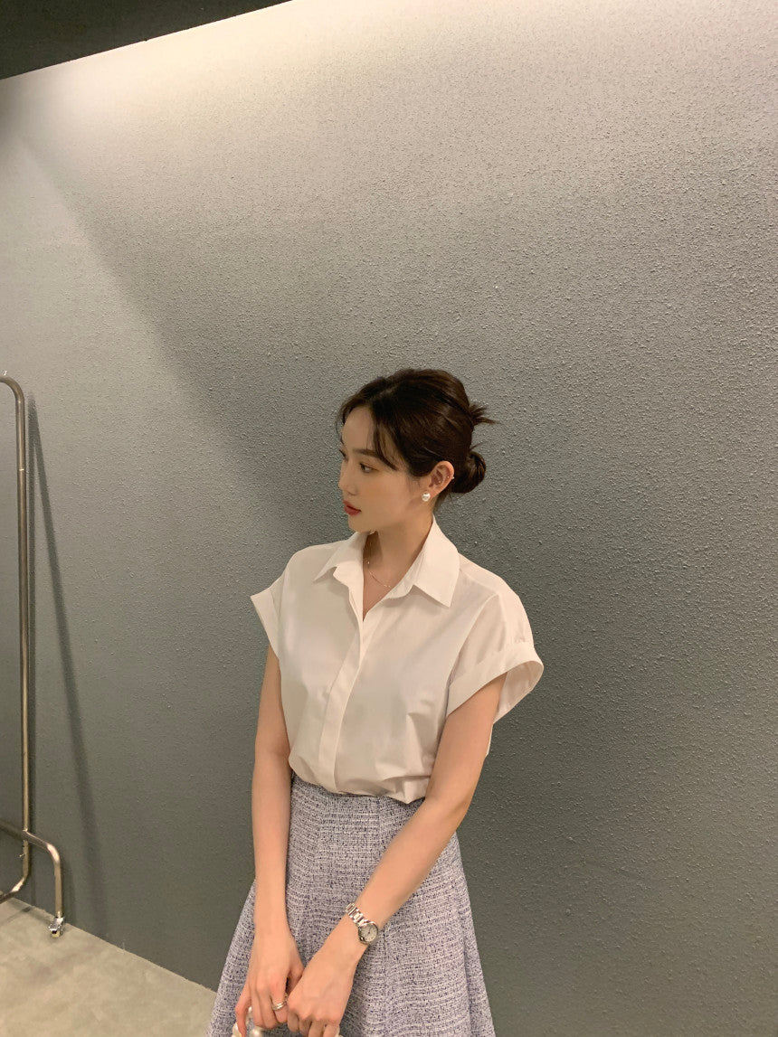 【F04416】韓國夏季簡約寬鬆襯衫240422