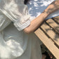 【F05108】實拍韓版夏季仙氣收腰繫帶泡泡袖雪紡長洋裝230501