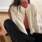 【F11444】實拍韓版少女珍珠扣慵懶開衫針織衫231128