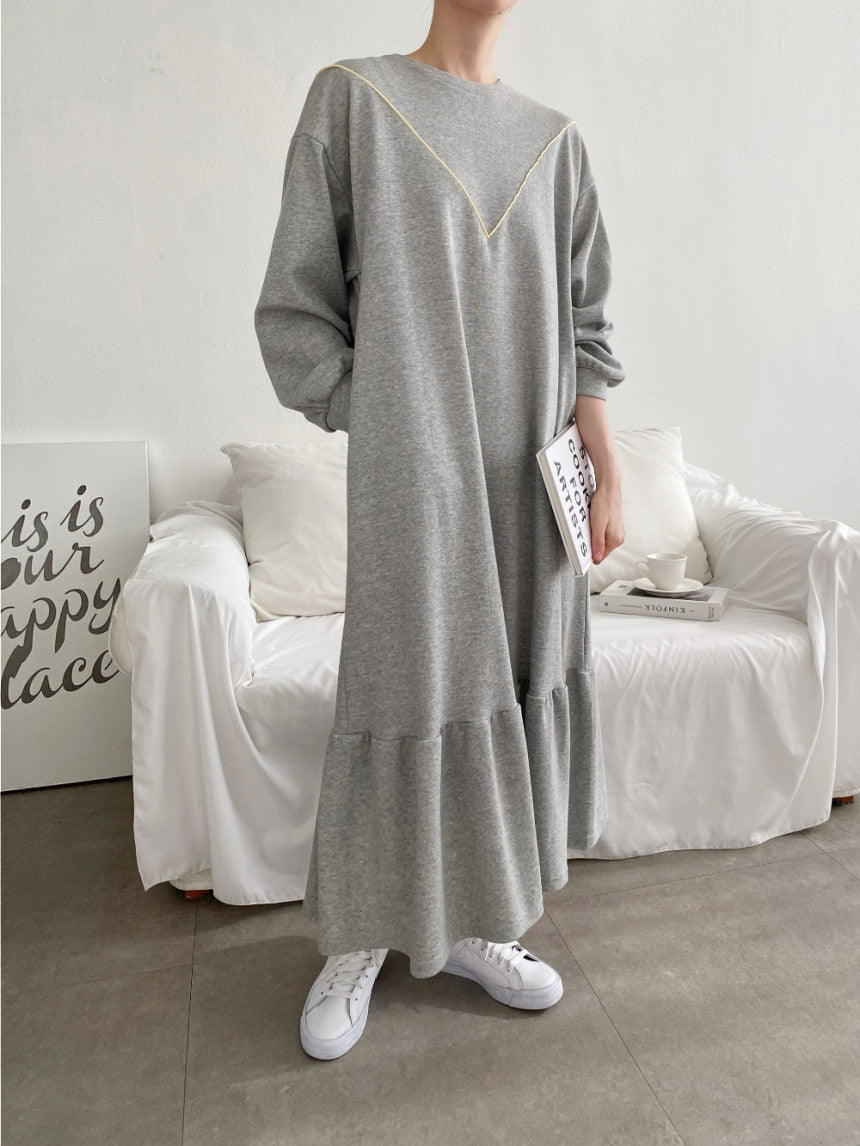 【F10415】韓國冬季法式保暖加絨休閒衞衣洋裝231023