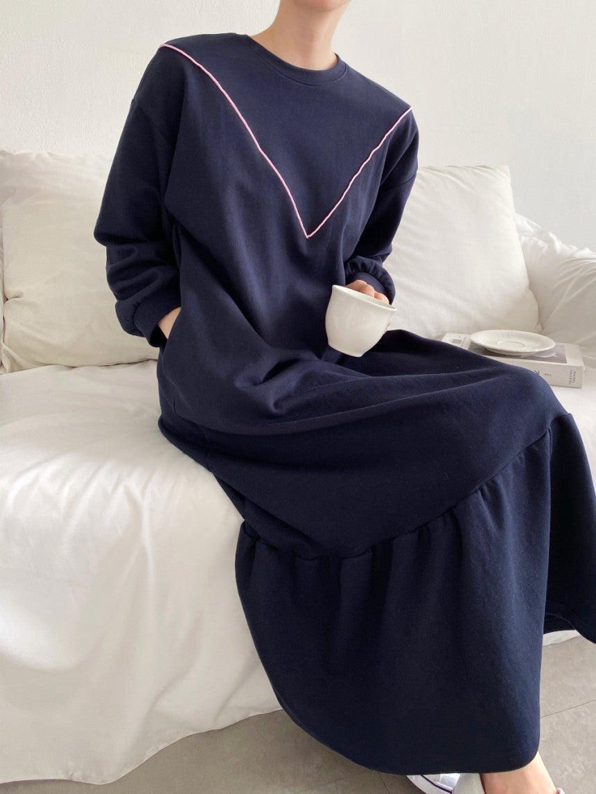 【F10415】韓國冬季法式保暖加絨休閒衞衣洋裝231023