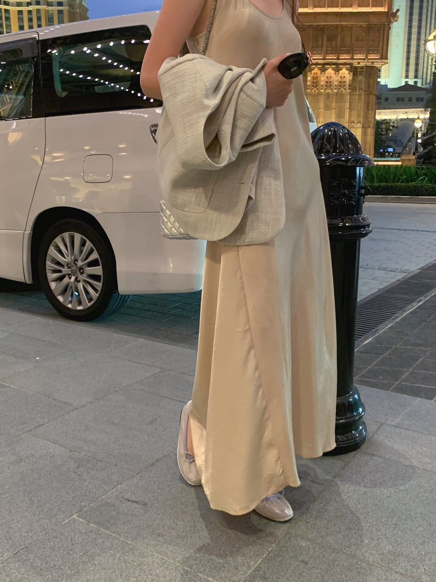 【F60320】實拍法式優雅簡約緞面絲滑洋裝 3色250408