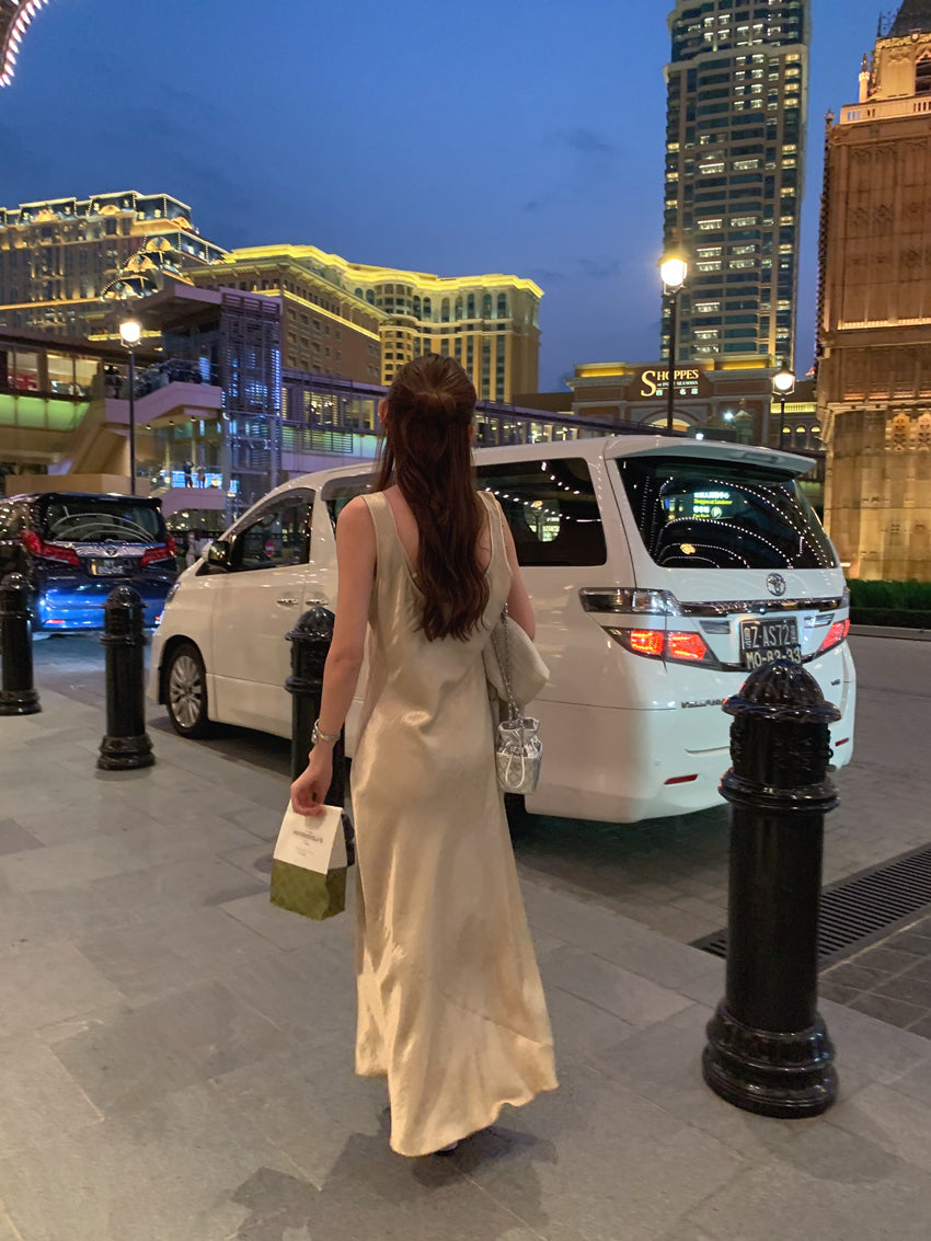 【F60320】實拍法式優雅簡約緞面絲滑洋裝 3色250408