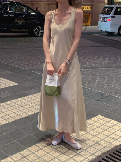 【F60320】實拍法式優雅簡約緞面絲滑洋裝 3色250408