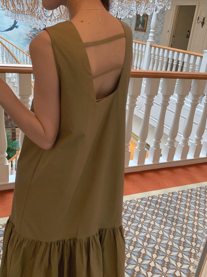 【F60321】實拍法式優雅復古寬鬆露背洋裝250408