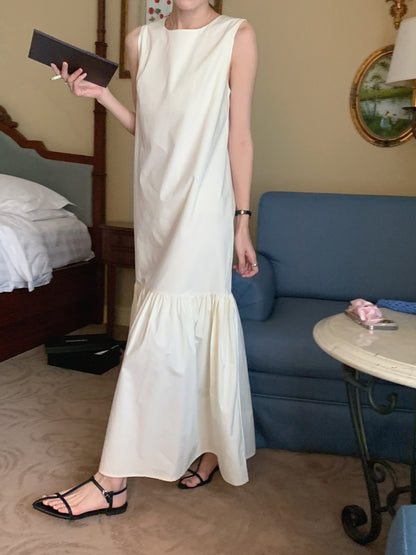 【F60321】實拍法式優雅復古寬鬆露背洋裝250408