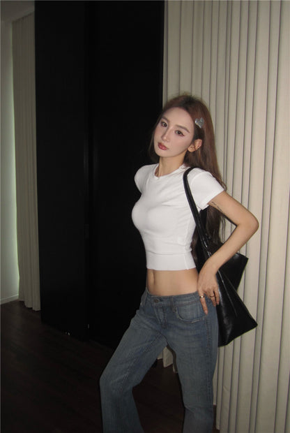 【F60330】實拍復古美式超百搭短版T恤250408