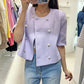 【F06231】實拍韓國法式 香芋紫 珍珠紐扣小香風外套230612