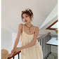 【F05229】實拍夏季度假簡約肌理感寬鬆大裙襬吊帶洋裝230515