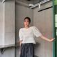【F05420】韓國夏季氣質圓領鏤空寬鬆短袖蕾絲襯衫230522