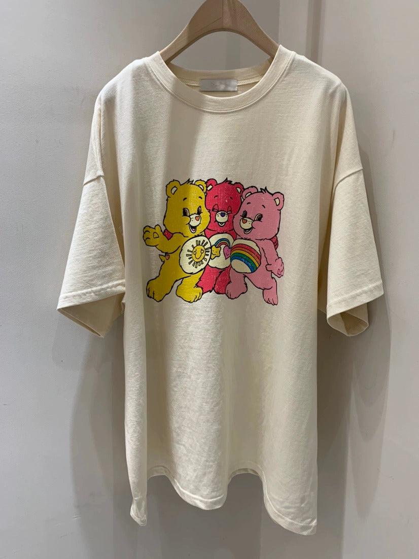 【F05237】實拍 S-3XL韓版夏天復古軟糖熊T恤（精梳棉）230515