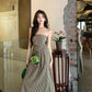 【F08332】實拍S~L夏天格子設計感修身平口氣質洋裝230814