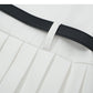 【F06123】實拍夏天時髦復古白色直筒吊帶百褶西裝洋裝（含皮帶）230605