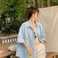 【F06210】實拍純色寬鬆休閒夏季短袖襯衫外套230612