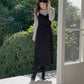 【F01325】韓國冬春裝絲絨簡約顯瘦吊帶洋裝240119