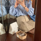 【F10231】實拍韓版法式復古條紋愛心扣圓領長袖襯衫231009