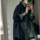【F12344】韓版寬鬆長襯衫＋炫酷黑pu皮衣外套231218