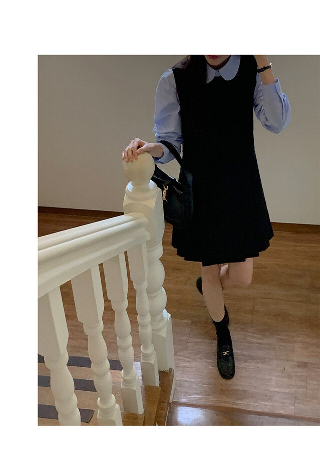 【F10516】  韓國小眾百褶背心連衣裙231030