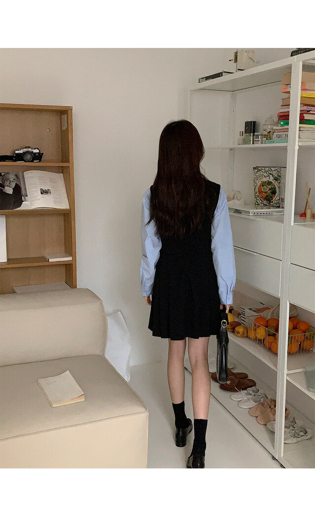 【F10516】  韓國小眾百褶背心連衣裙231030