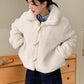 【F11122】韓國冬季經典三對羊角扣翻領羊羔毛夾棉保暖棉服外套231108