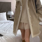 【F10409】韓國冬季保暖大衣復古撞色兩面穿皮毛一體中長款外套231023