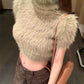 【F02442】實拍韓版時尚短款高領針織毛毛毛衣240226