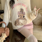 【F11226】實拍萌感慵懶針織衫+高腰粉色格子包臀裙231120