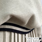 【F12424】實拍復古學院polo領寬鬆針織毛衣＋百褶短裙 套裝231225