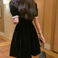 【F12308】實拍S~L韓版復古法式赫本絲絨洋裝＋袖套231218