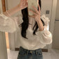 【F01303】韓國早春浪漫氣質蝴蝶結吊帶背心+長袖襯衫 2件套240119