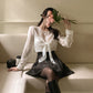【F01302】韓國東大門氣質甜美蝴蝶吊帶假兩件長袖襯衫240119