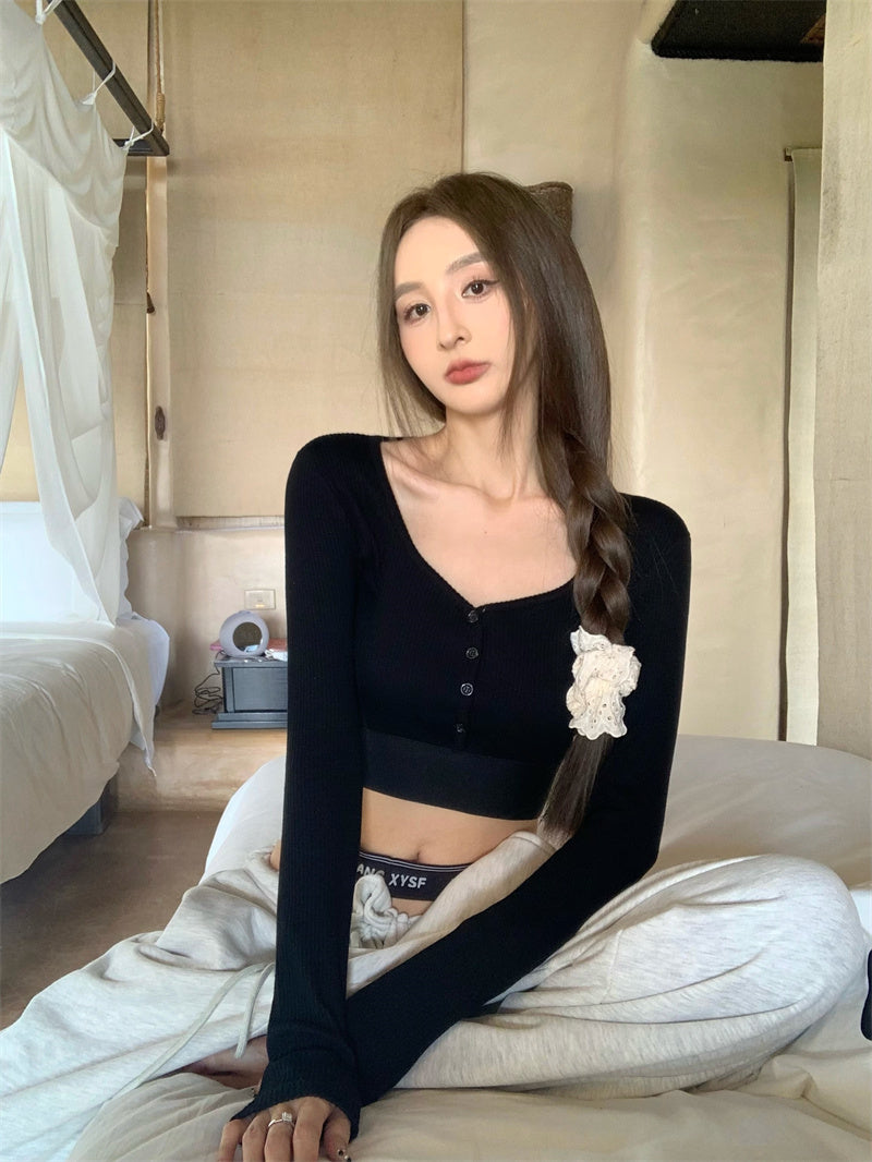 【F60331】實拍氣質顯瘦短版T恤250408