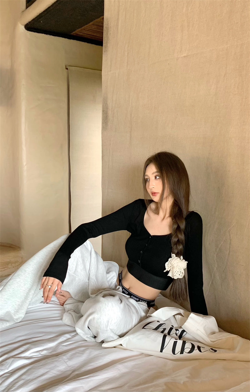 【F60331】實拍氣質顯瘦短版T恤250408