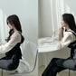 【F03211】韓版東大門高級蕾絲假兩件吊帶雪紡長袖襯衫240318
