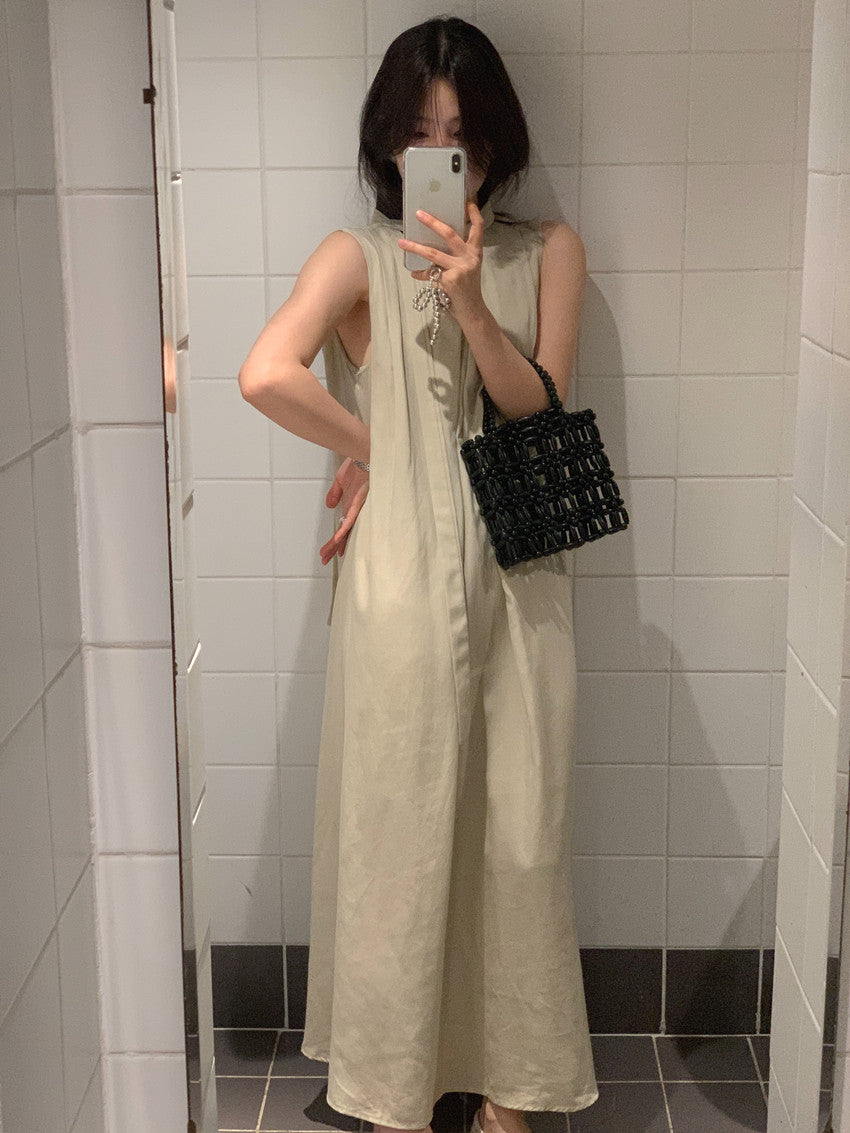 【F60318】實拍温柔甜美寬鬆繫帶背心洋裝250408
