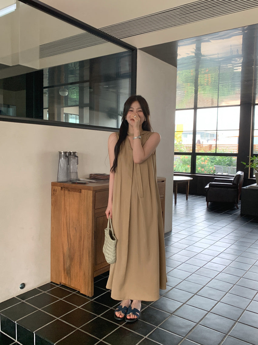【F60318】實拍温柔甜美寬鬆繫帶背心洋裝250408
