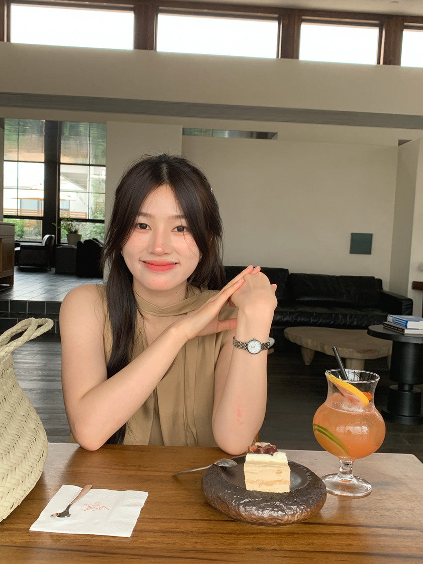 【F60318】實拍温柔甜美寬鬆繫帶背心洋裝250408