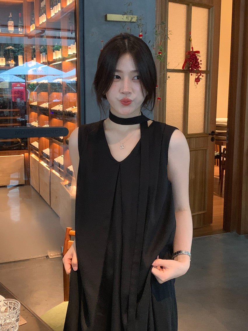 【F60318】實拍温柔甜美寬鬆繫帶背心洋裝250408