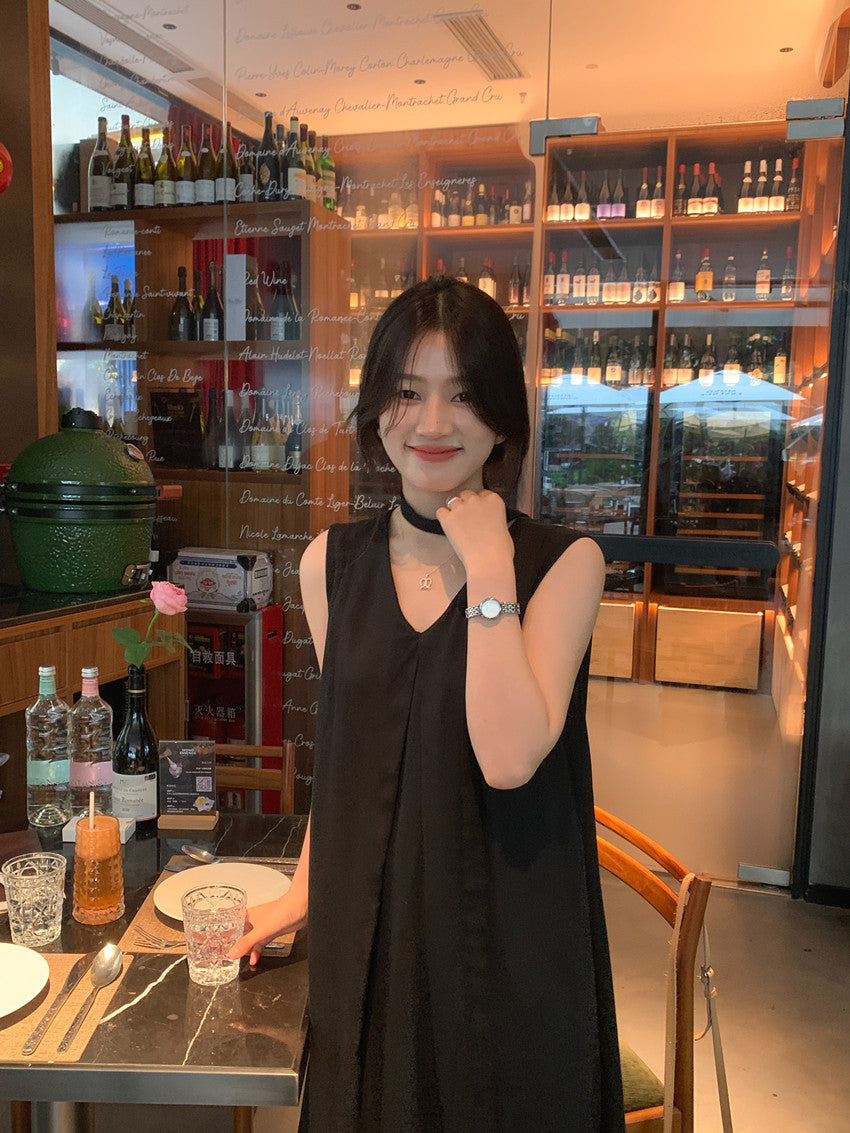 【F60318】實拍温柔甜美寬鬆繫帶背心洋裝250408