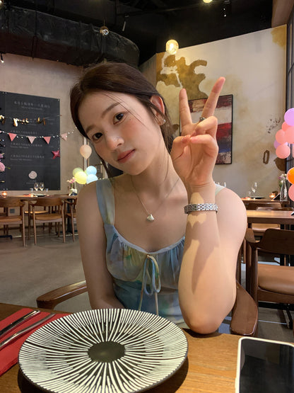 【F60427】實拍法式温柔復古碎花雪紡洋裝250609