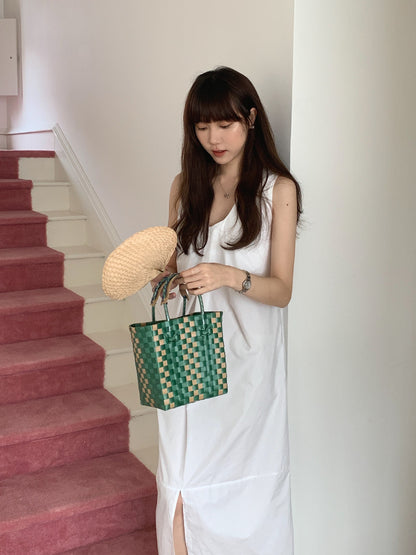 【F60322】實拍日系簡約前後兩穿開叉洋裝250408