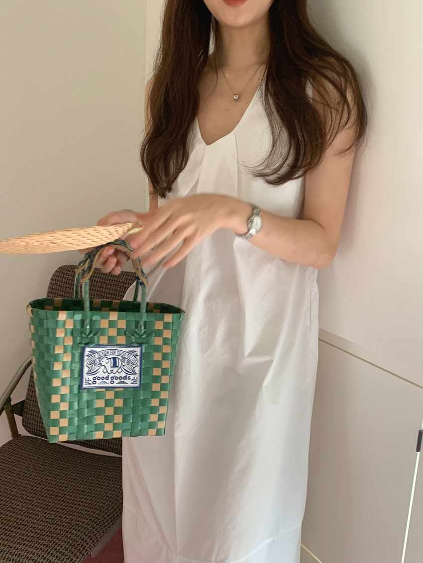 【F60322】實拍日系簡約前後兩穿開叉洋裝250408