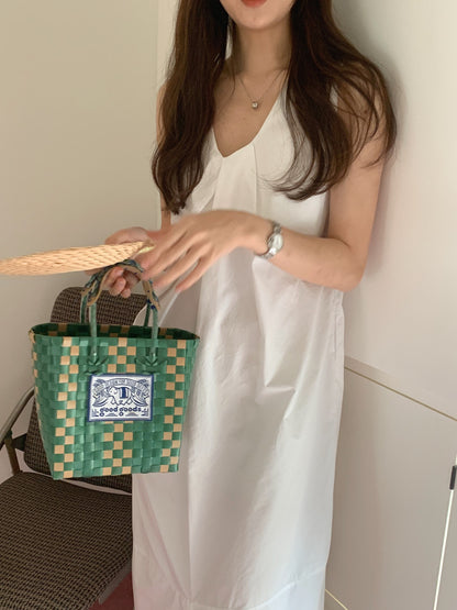 【F60322】實拍日系簡約前後兩穿開叉洋裝250408