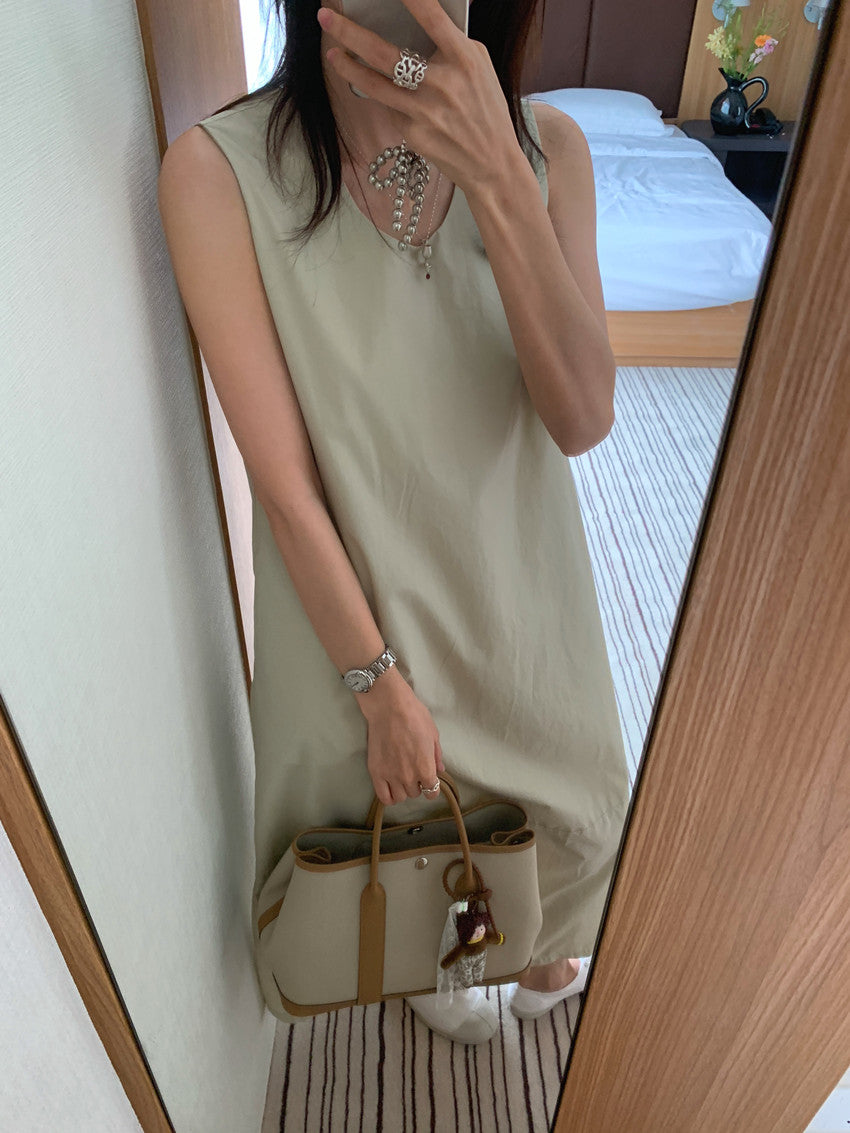 【F60322】實拍日系簡約前後兩穿開叉洋裝250408